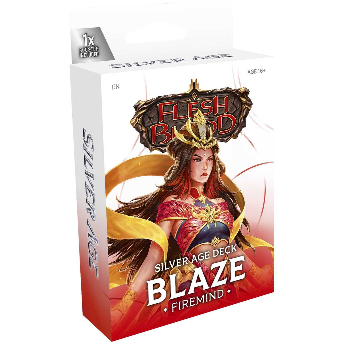 Flesh and Blood Silver Age Blaze Firemind Deck with Booster Pack – product packaging