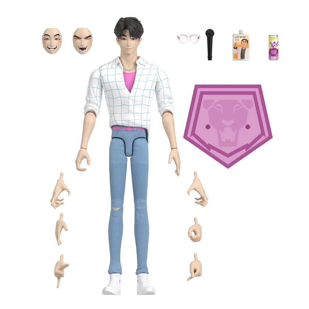 Mattel KPop Demon Hunters Jinu action figure with interchangeable faces, hands and accessories